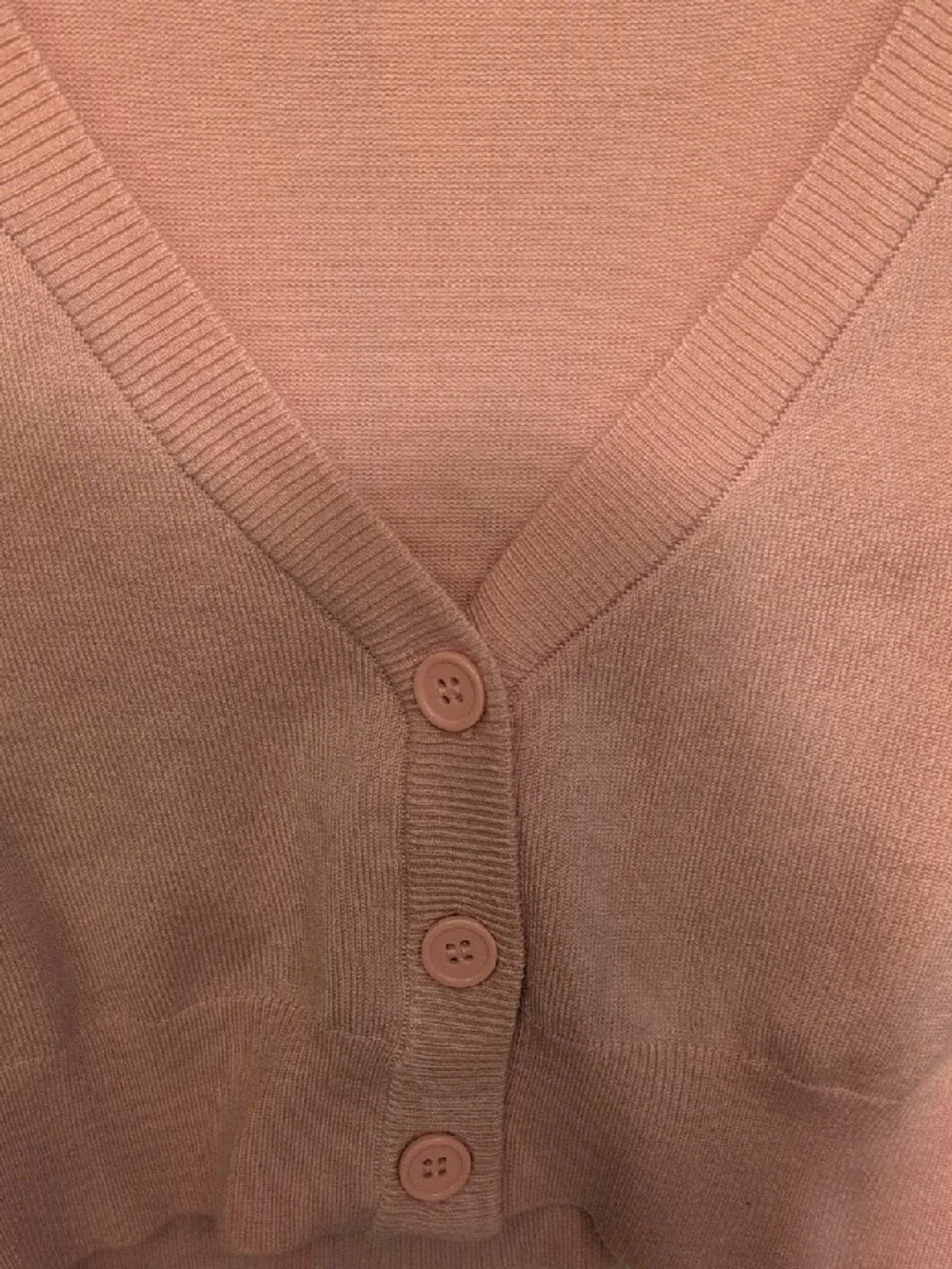 Yomak Pink Cropped V-Neck Button Cardigan